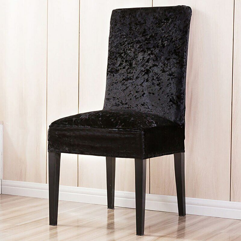 Tie-N-Dye Premium Wrinkle-Free Stretchable Chair Covers, Velvet Elegance Black (QHCC-112)