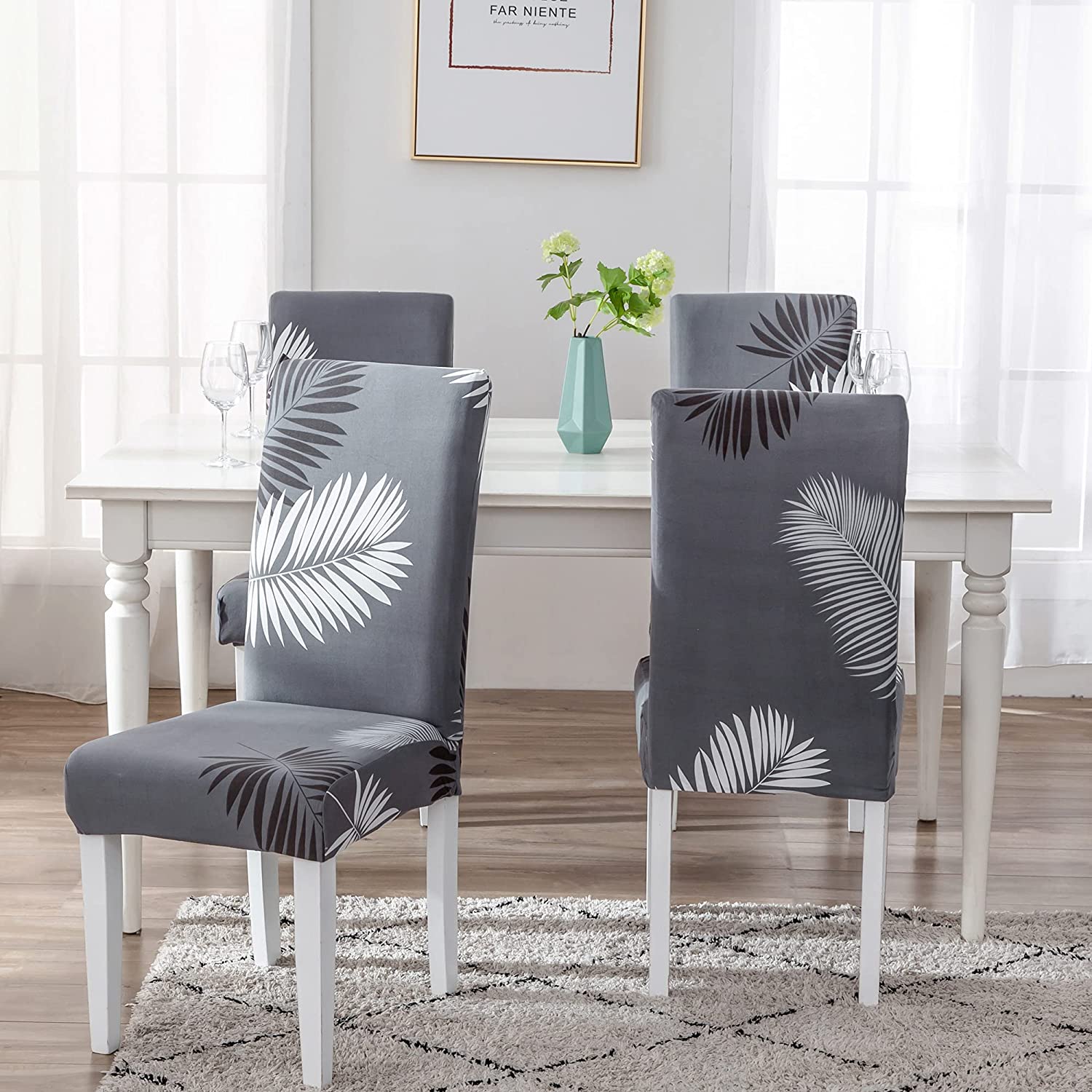 STRETCHABLE CHAIR COVERS, GRAY FLORAL - Fab Home Decor - Sofa Cover