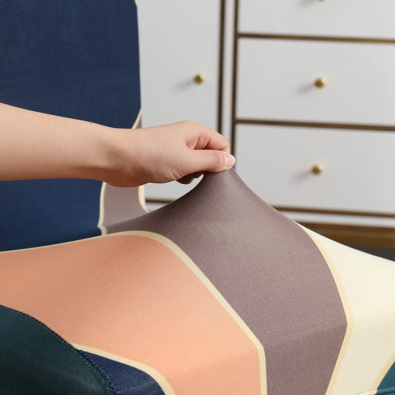 STRETCHABLE CHAIR COVERS, MULTI COLOR PRISM