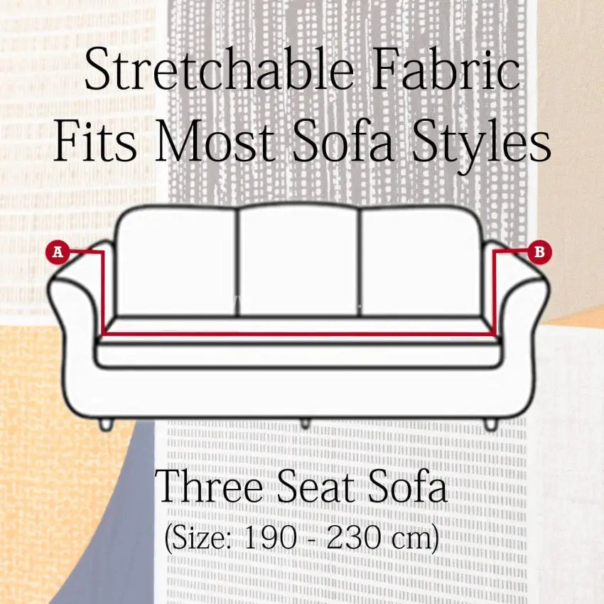 Tie-N-Dye Premium Wrinkle-Free Stretchable | Elastic Universal Stretchable Sofa Cover Black Damask (SC-001)